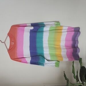 Vintage incognito multicolor striped long sleeve crewneck shirt dress swim cover